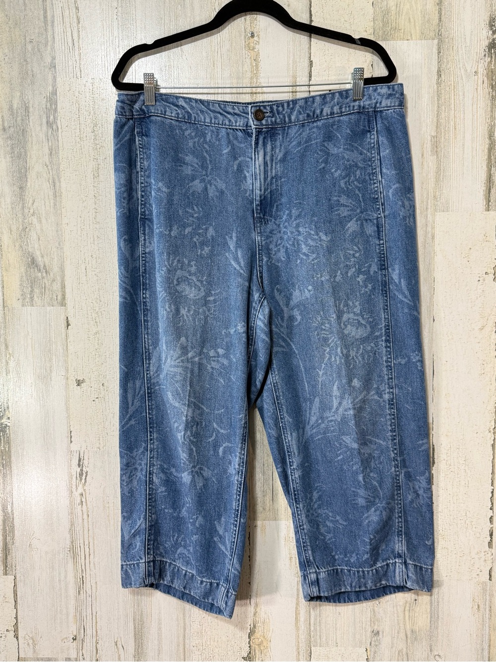 Talbots Blue Floral-Pattern Cropped Jeans
